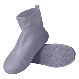 Waterproof Shoe Covers Reusable Not-Slip Rain Shoe Covers Protectors Foldable TPE Rubber Shoe Protectors For Men Women Kids (Color: grey, size: L)